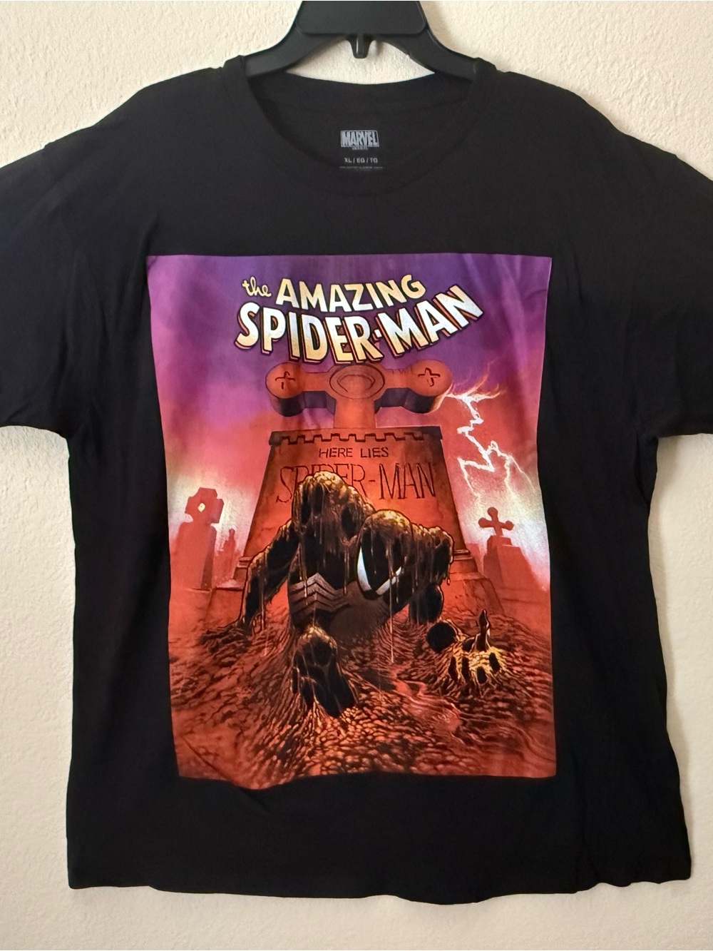 Marvel Amazing Spider-Man Men's Black Graphic Print Cotton Crew Neck Tee M NWOT